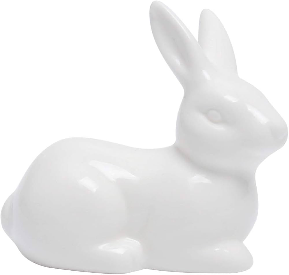 Veemoon Bunny Statue Ceramic White Rabbit Model Figurine Animal Decoration Mini Desktop Decoratio... | Amazon (US)