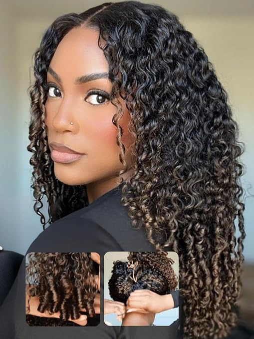 UNICE Burmese Curly Human Hair Wig with Finger Coil Ends Glueless 7x5 Lace Front Drawstring Wig P... | Amazon (US)