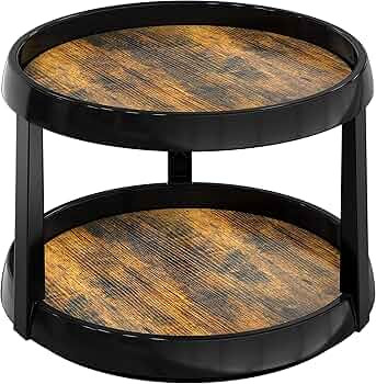 Simple Houseware 2 Tier Turntable Lazy Susan Multifunctional Organizer, Rustic Brown | Amazon (US)