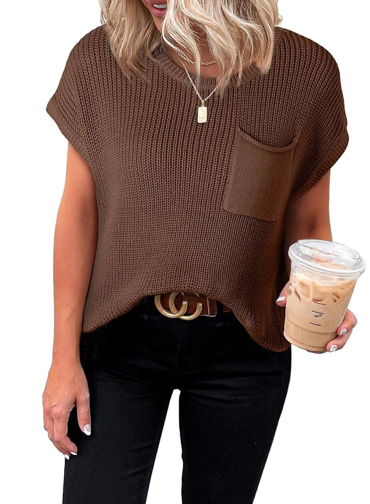 Dokotoo Women's Casual Short Sleeve Loose Tunic Tops Lightweight Knit Spring Pullover Sweater Blo... | Amazon (US)