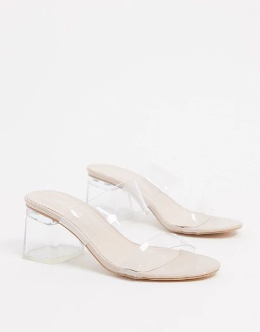 Public Desire Aries mules with clear detail in beige | ASOS (Global)