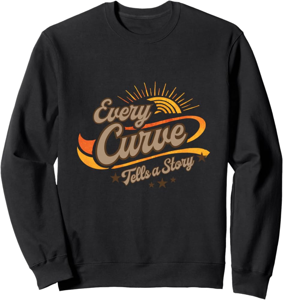 Every Curve Tells a Story body positive retro sunset design Sweatshirt | Amazon (US)