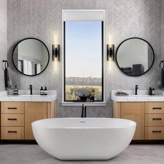 24.8 in. 2-Light Matte Black Wall Sconce, Vanity light, Modern Wall Light for Living Room, Bathro... | The Home Depot