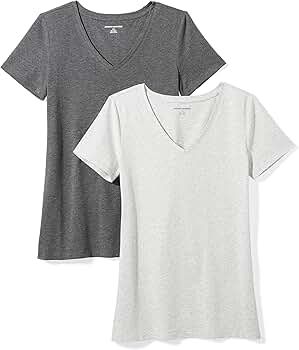 Amazon Essentials Women's 2-Pack V-Neck Classic-fit Short-Sleeve Tee Shirt | Amazon (US)
