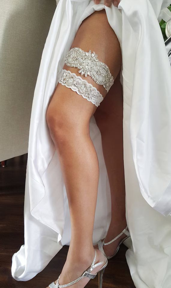 Wedding Garter Set, Wedding Garter Belt, Wedding Garter, Off White Wedding Garter Set, Ivory Stre... | Etsy (US)