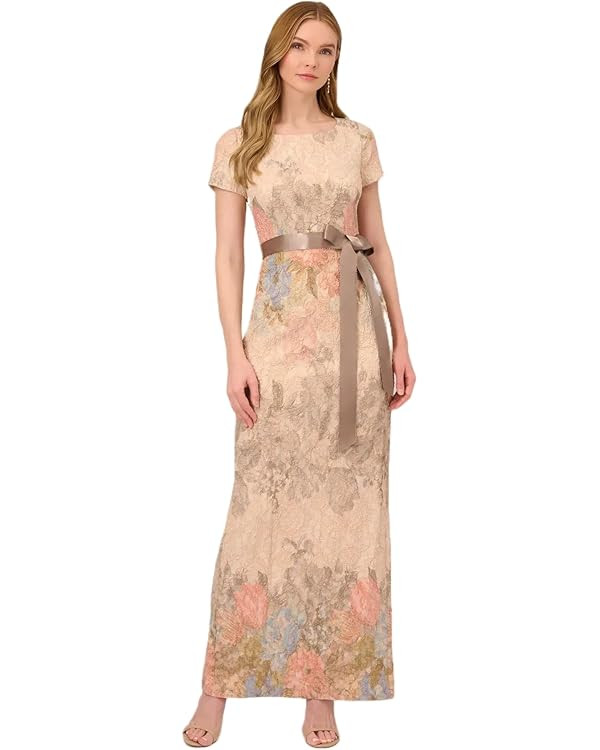 ADRIANNA PAPELL Women's Mateleasse Column Gown | Elegant Evening Gown with Floral Design, Back Sl... | Amazon (US)