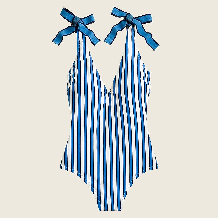 Tie-shoulder one-piece in cabana stripe | J.Crew US