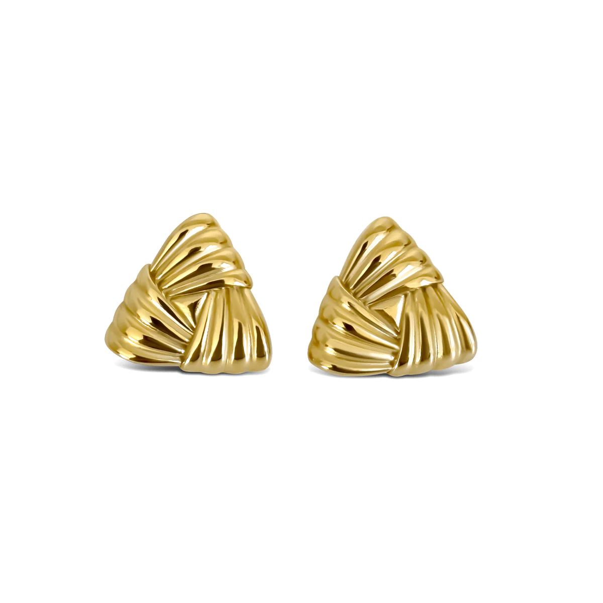 Gold Chunky Triangular Earrings | Anisa Sojka