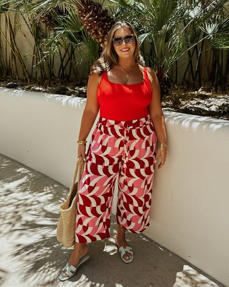 pool look in Vegas - wearing size 1X in swimsuit & 18 in pants. Sharing similar styles as well! Use CARALYN at Cakes Body. Pair with a bodysuit or tank for a day-to- night look! 

#LTKSwim #LTKStyleTip #LTKMidsize