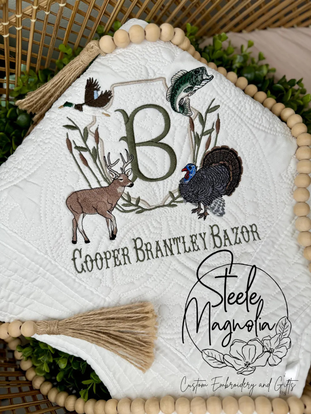 Hunting Nursery Decor Mallard Baby Blanket Deer Hunting Nursery Turkey Custom Heirloom Quilt Embr... | Etsy (US)
