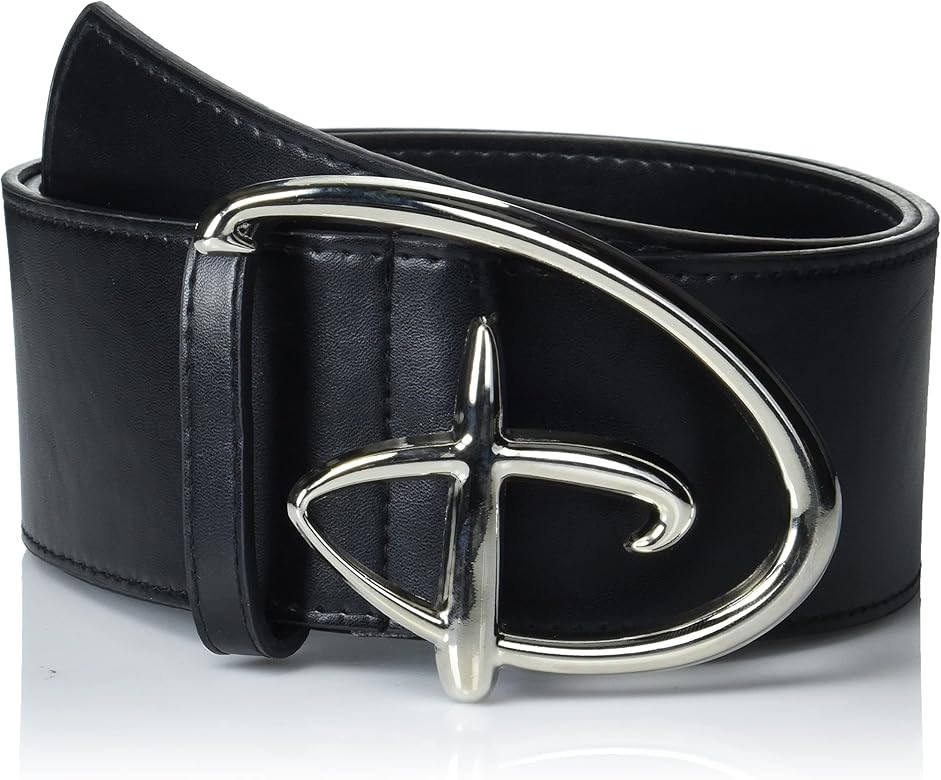 Buckle-Down Men's Disney, Signature D Logo Silver Cast, Black Vegan Leather Belt | Amazon (US)