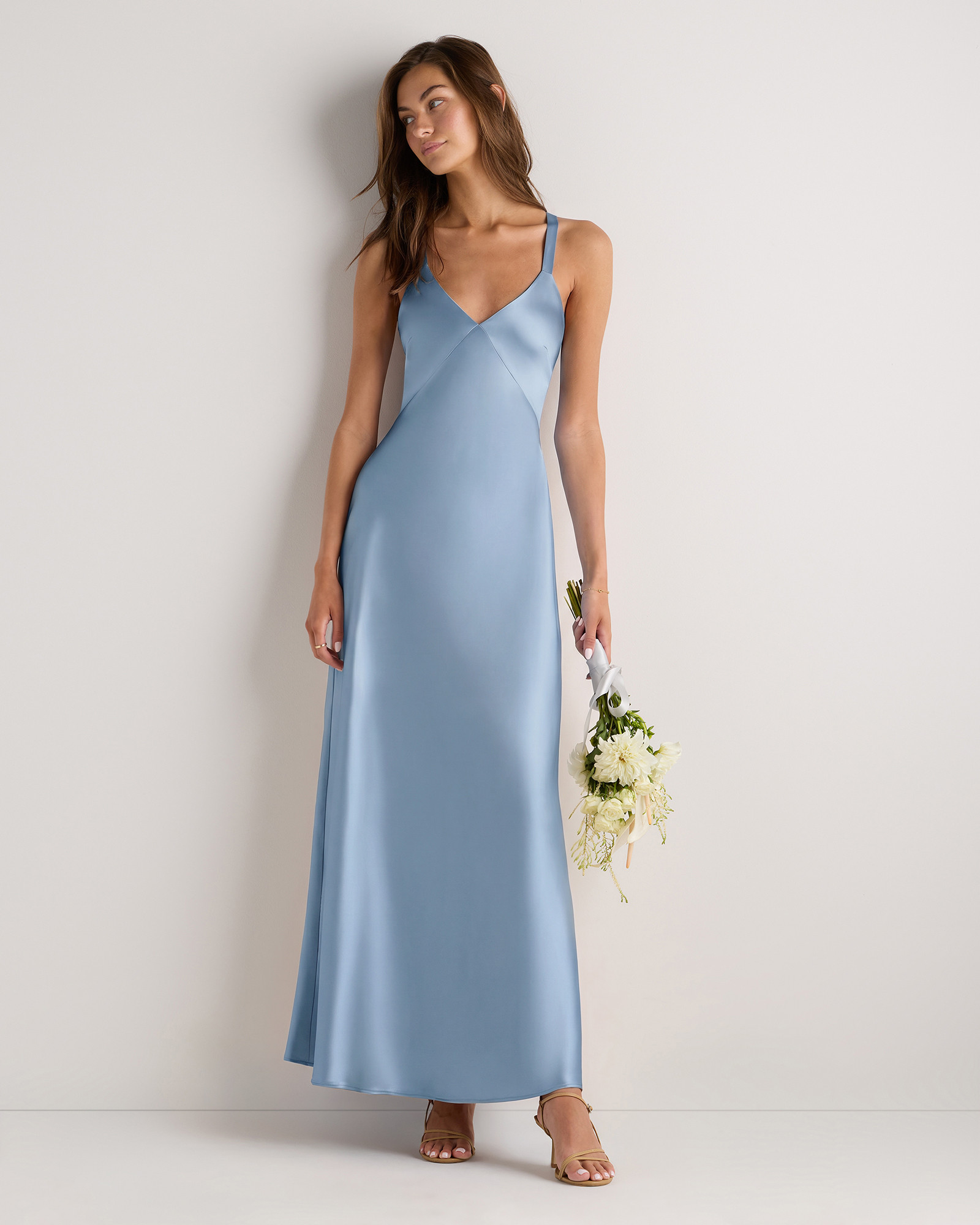Quince | Women's Bianca Stretch Satin Dress in Forest Green, Size 8, Recycled Polyester | Quince