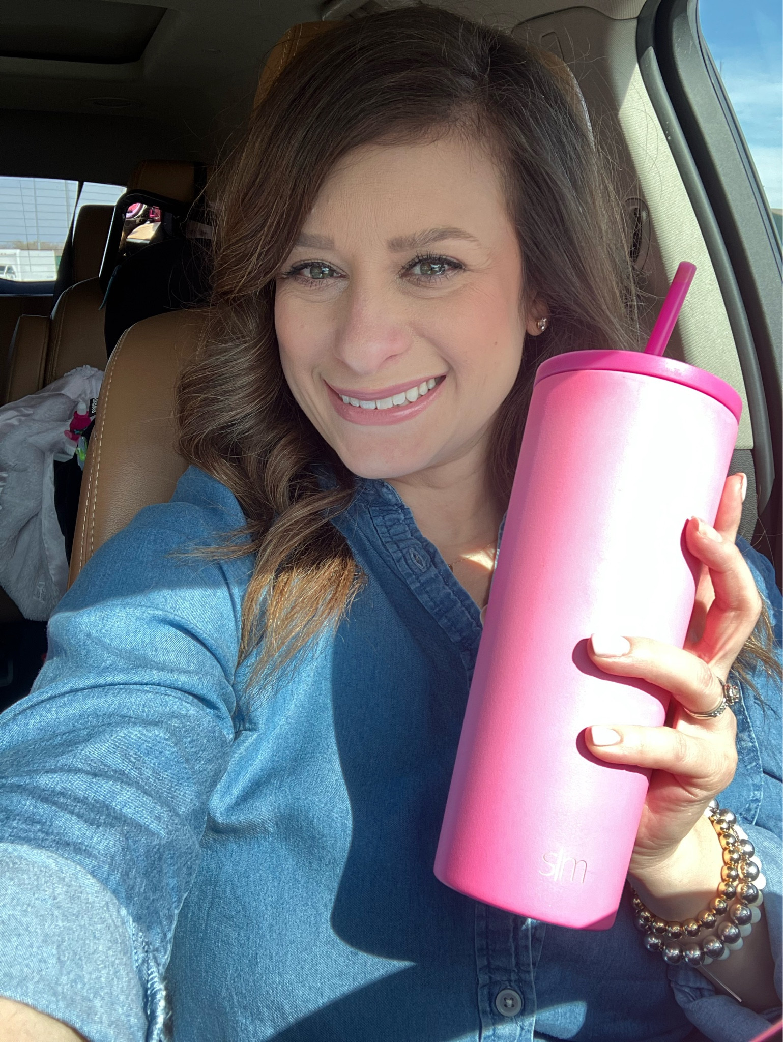 Chambray dress, denim dress, pink cup, iced coffee, spring, sandals, Walmart, amazon, Target, lipgloss, YSL, lipstick 

#LTKmidsize #LTKshoecrush #LTKbeauty