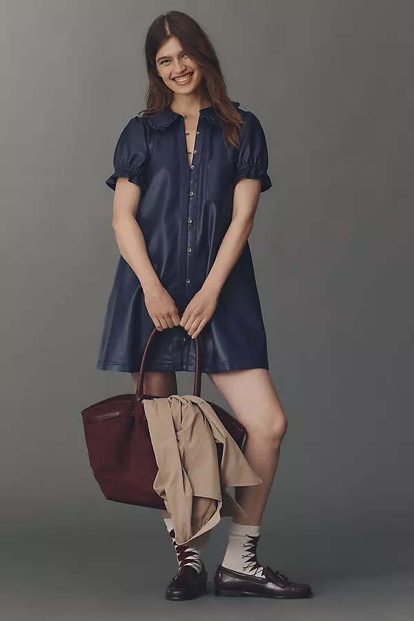 The Keira Faux-Leather Mini Dress by Pilcro | Anthropologie (US)