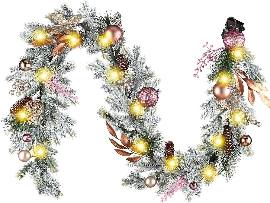 Decorbyhannah Christmas Garland with Lights, 6ft Prelit Christmas Garland Decorations with Orname... | Amazon (US)