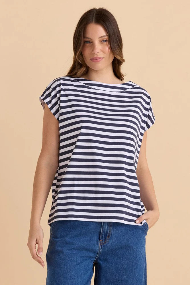 Beth Boatneck Tee - Navy Stripe | Betty Basics (AU, NZ)