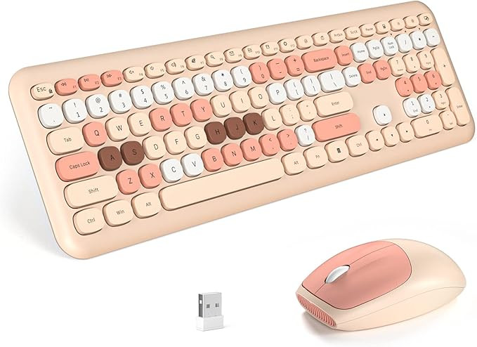 MOFii Wireless Computer Keyboard and Mouse Set, Colorful Full Size Keyboard with Number Pad and S... | Amazon (US)
