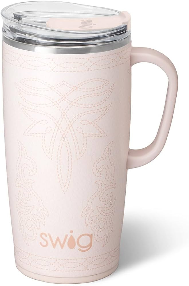 Swig Life 22oz Insulated Travel Mug with Handle & Lid, Saddle Stitch Cream | Amazon (US)