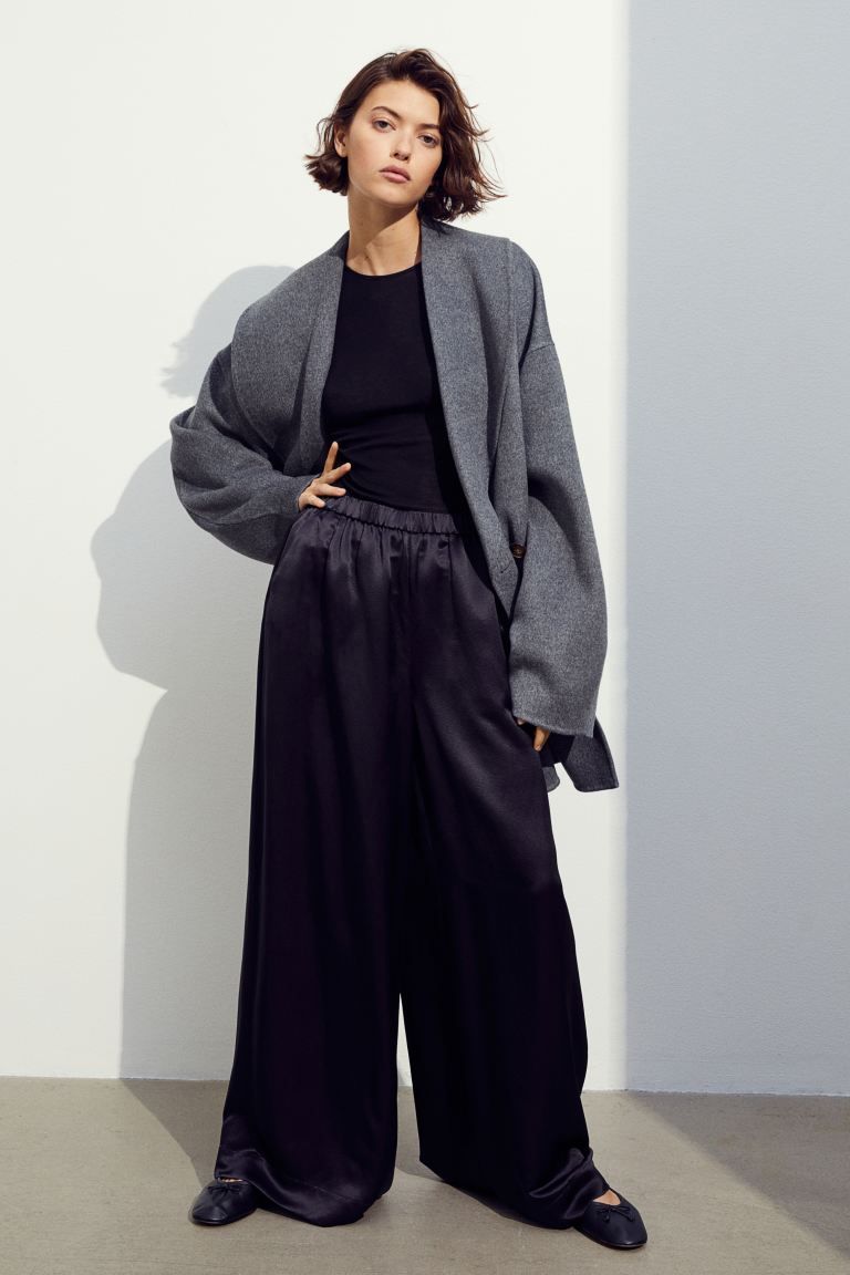 Oversized wool-blend coat - Dark grey marl - Ladies | H&M GB | H&M (UK, MY, IN, SG, PH, TW, HK)