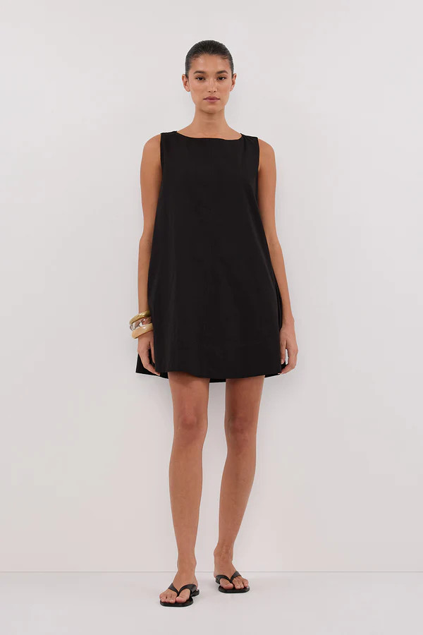 MAISIE BLACK POPLIN MINI DRESS | DISSH
