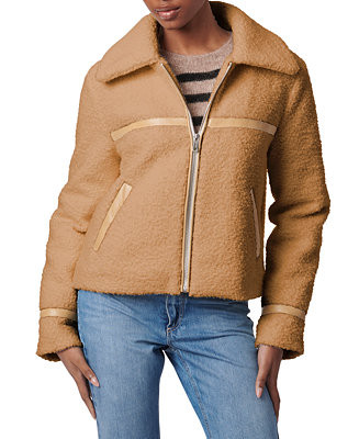 Collection B Junior's Collared Curly Fleece Coat, Created for Macy's - Macy's | Macy's