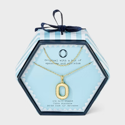 14K Gold Dipped Cubic Zirconia Duo Initial Multi-Strand Necklace - A New Day™ Gold | Target