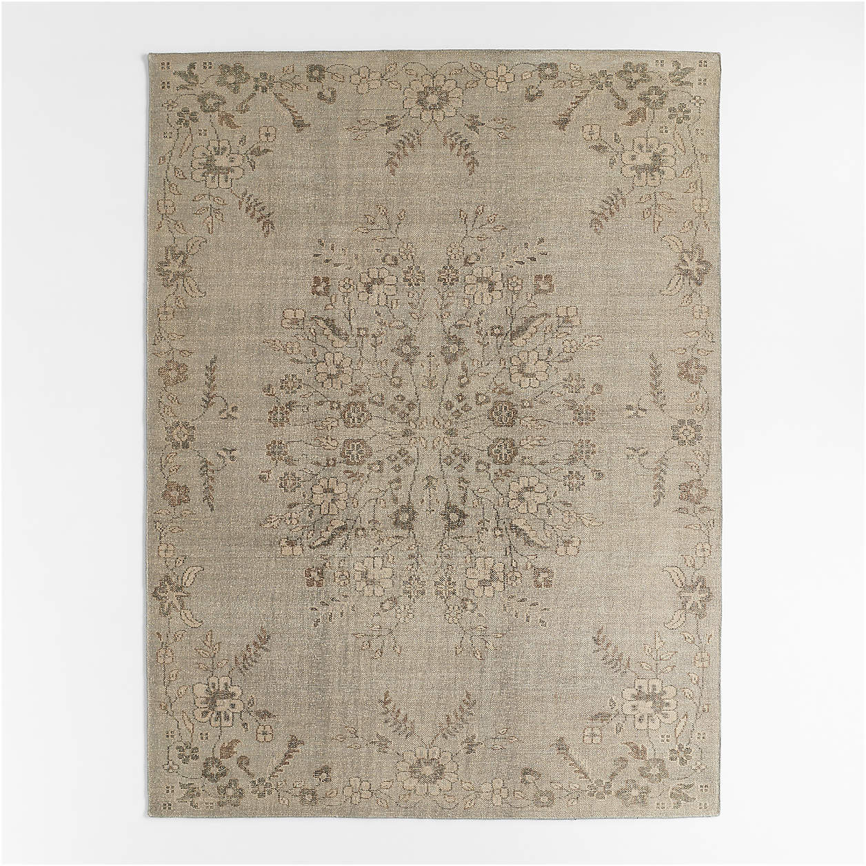 Florence Performance Traditional Floral Green Handknotted Area Rug 8'x10' | Crate & Barrel | Crate & Barrel