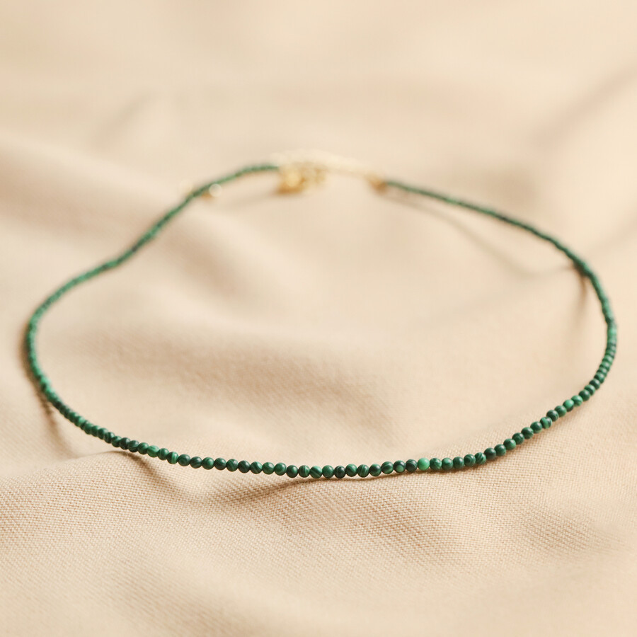 Tiny Green Malachite Beaded Necklace | Lisa Angel