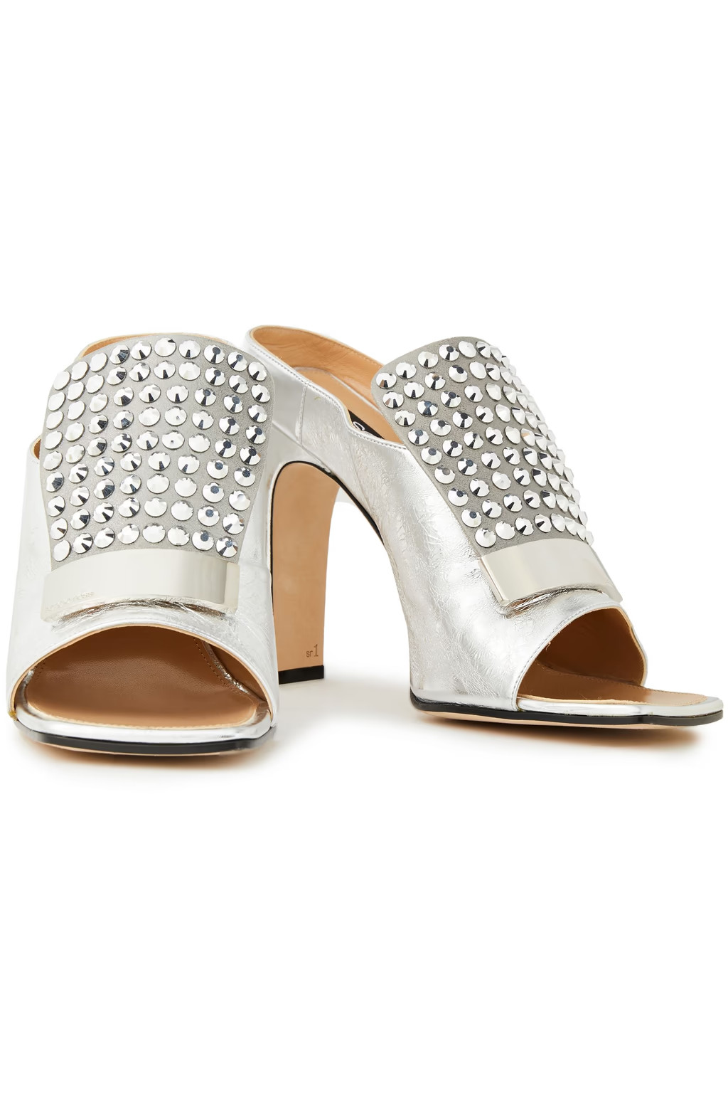 sr1 embellished metallic crinkled-leather mules | The Outnet (US and CA)