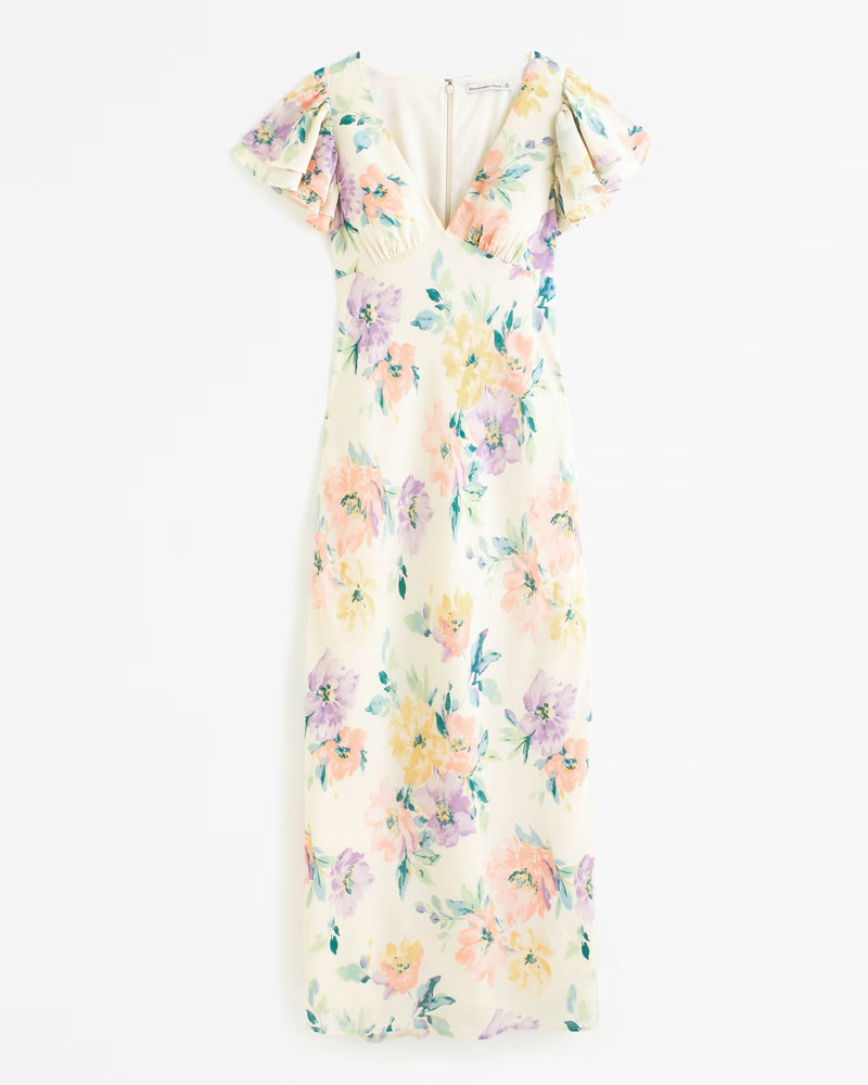 Women's Ruffle Sleeve Slip Maxi Dress | Women's Dresses & Jumpsuits | Abercrombie.com | Abercrombie & Fitch (US)