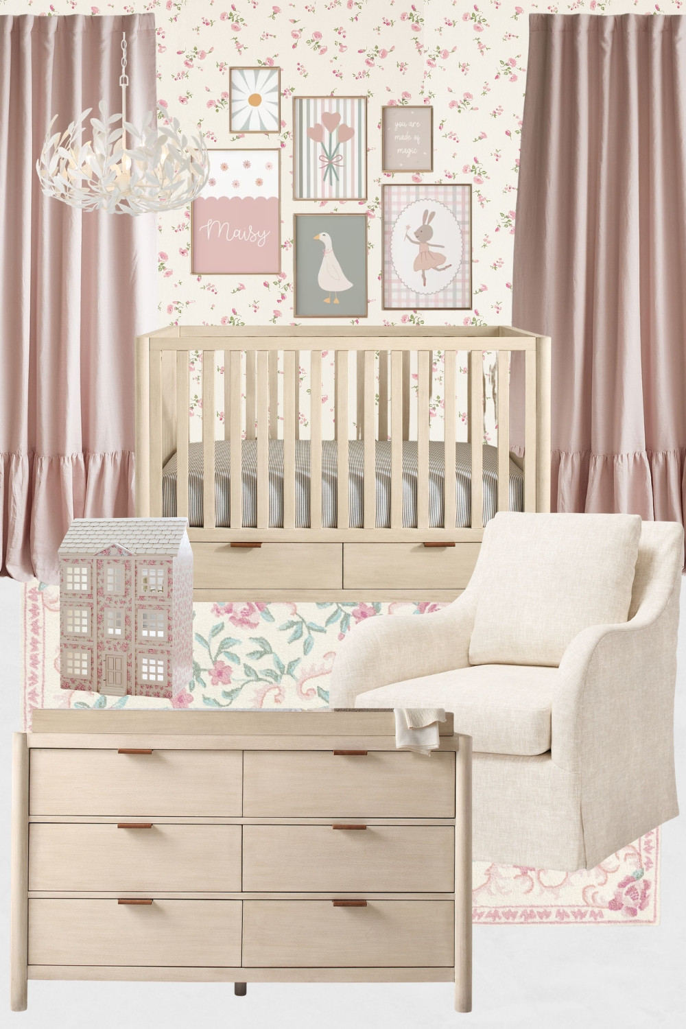 Pink Nursery Moodboard, Pink Nursery Design Ideas, Pink Nursery Decor, Cute Nursery Decor, Baby Girl Nursery Design Ideas, Pink Wall Art for Nursery, Nursery Wallpaper, White Oak Crib, White Oak Dresser

#pinknursery #babygirlnursery #nursery #crib #nurserymoodboard #nurserydesign #nurserydecor  

 #LTKSpringSale #LTKHome #LTKSaleAlert