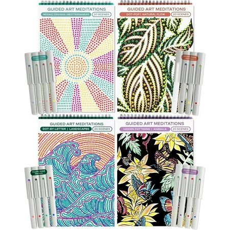 Lifelines FlowArt Activity Pad for Teens, Seniors & Adults, UV, Dot-by-Letter, Mosaic, Dot-Pop Coloring Books, 4 Pack | Walmart (US)