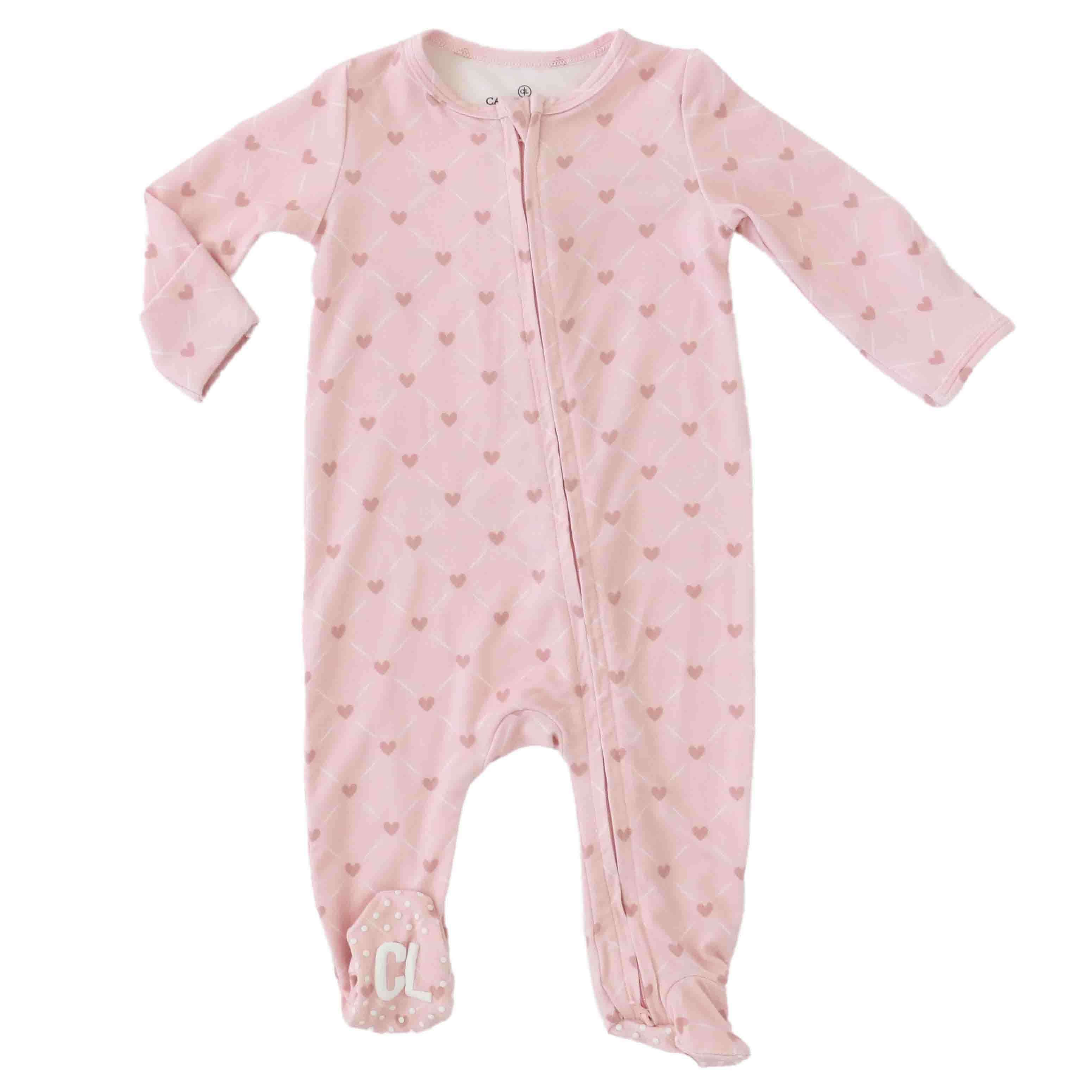 Sweet Heart Zipper Footie | Caden Lane