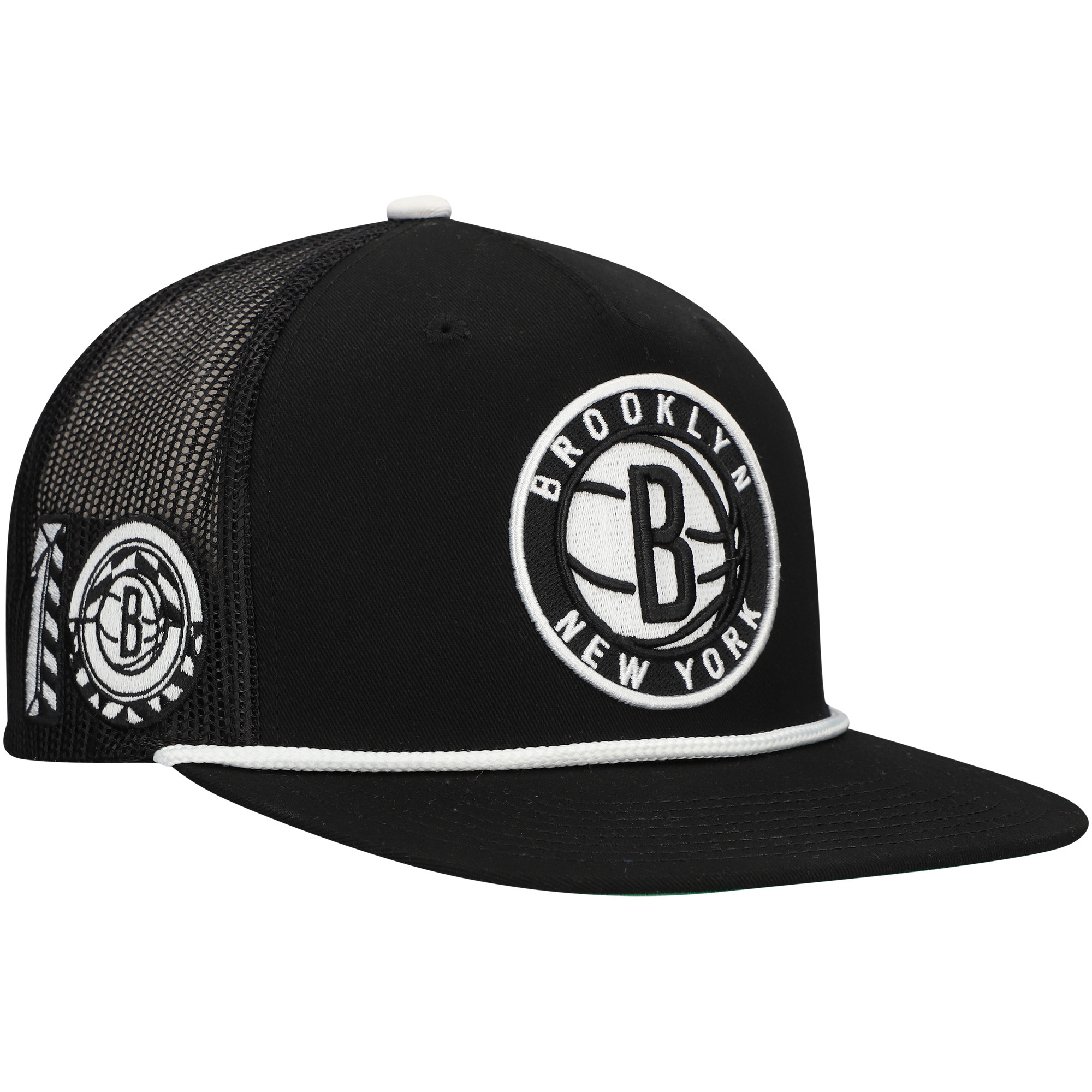 Men's Mitchell & Ness Black Brooklyn Nets Roper Trucker Snapback Hat | Fanatics