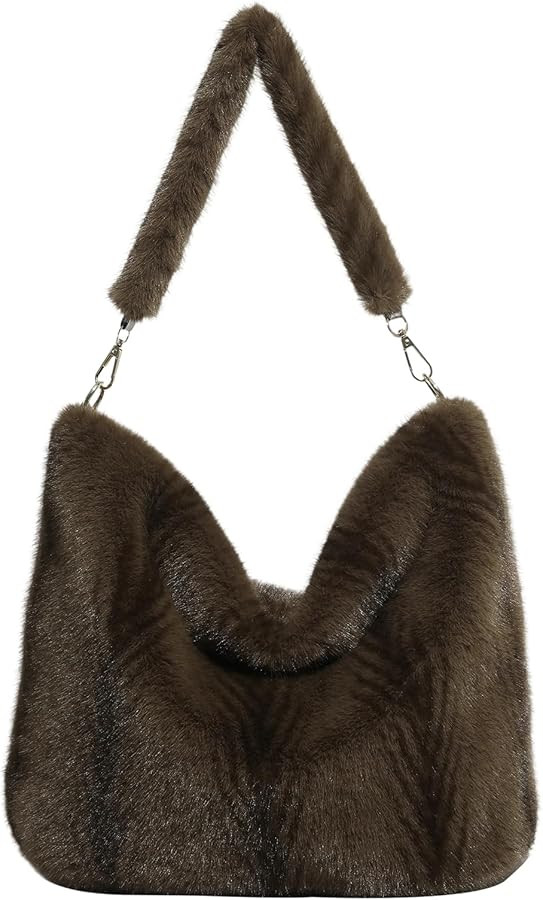 Fluffy Tote Bag Winter Fuzzy Purses for Women Faux Fur Purse Soft Furry Handbag Plush Crossbody B... | Amazon (US)