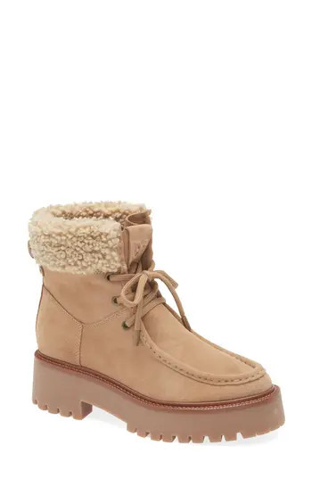 Sam Edelman Elara Faux Shearling Lined Lug Sole Boot in Light Almond at Nordstrom Rack, Size 9 | Nordstrom Rack