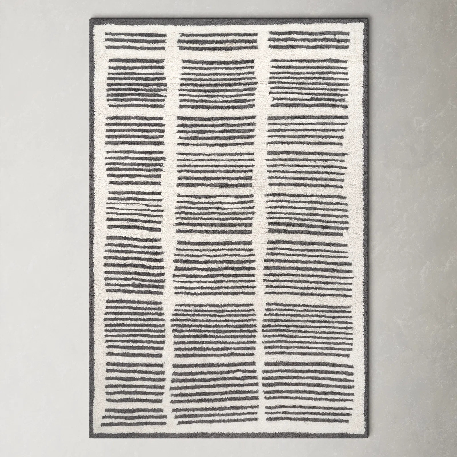 Machine Washable Hand-Woven Wool Ivory/Charcoal Area Rug | Wayfair North America