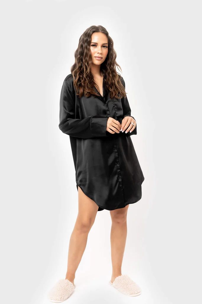 GIGI Luxe Lounge Button Up Silky Sleep Dress | Gibson