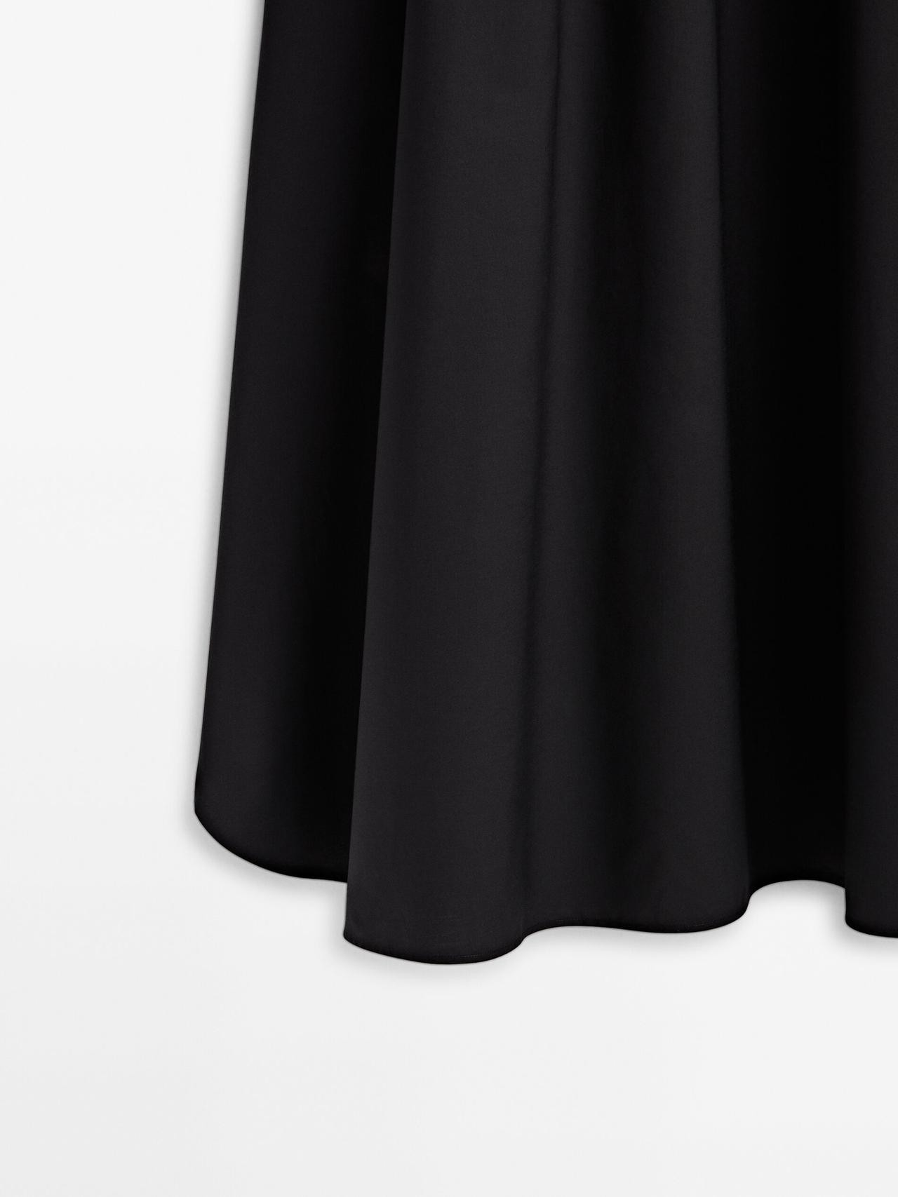 Voluminous poplin midi skirt | Massimo Dutti UK