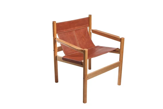 Minimalist Accent Chair Sling Chair Modern Leather | Etsy | Etsy (US)