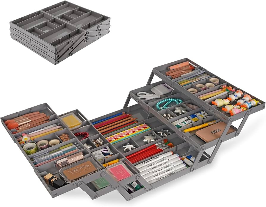 3 Tier Drawer Organizer - Expandable Junk Drawer Organizer Smart Office Supply Organizer, Folding... | Amazon (US)