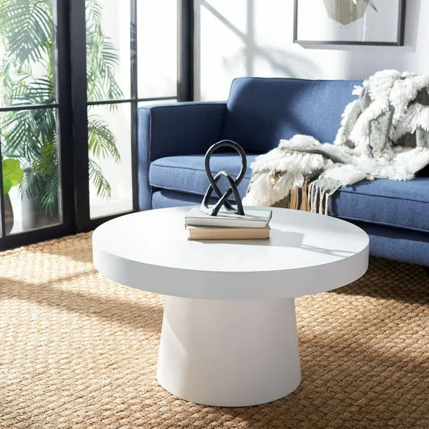 SAFAVIEH Jaria Solid Paper Mache Round Coffee Table, White - Walmart.com | Walmart (US)