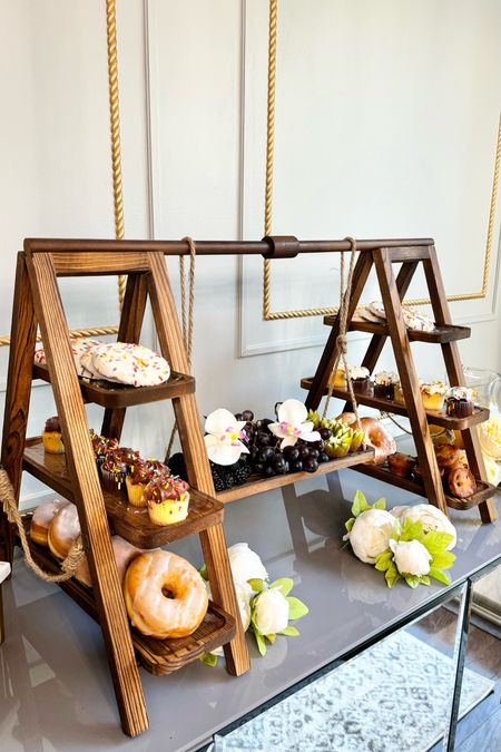 Ladder and swing serving tray is a unique way to display desserts , appetizers or charcuterie board at your party! 

#LTKHome #LTKSaleAlert #LTKFindsUnder100