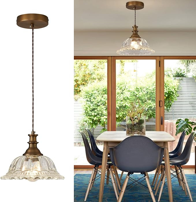 HDDFL Glass Pendant Lights Modern Pendant Lighting Fixtures Hanging Lamp Brushed Finish Pendant L... | Amazon (US)