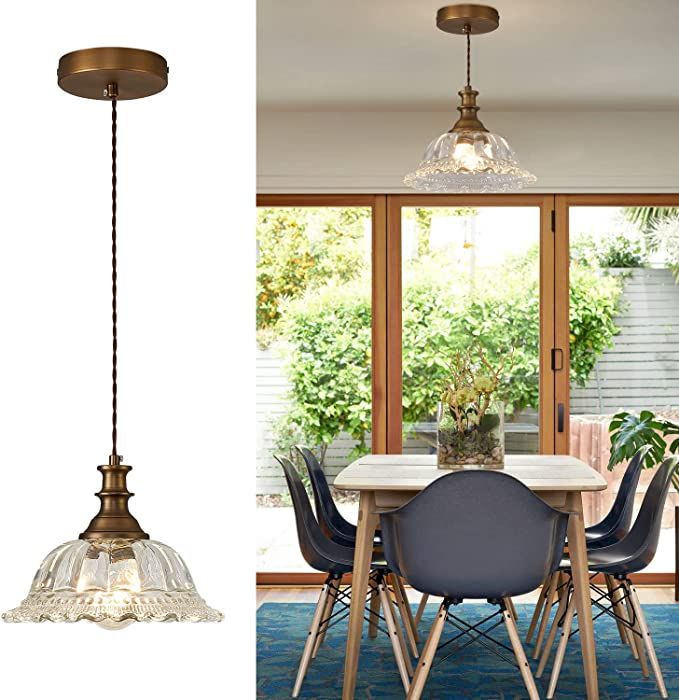 HDDFL Glass Pendant Lights Modern Pendant Lighting Fixtures Hanging Lamp Brushed Finish Pendant L... | Amazon (US)