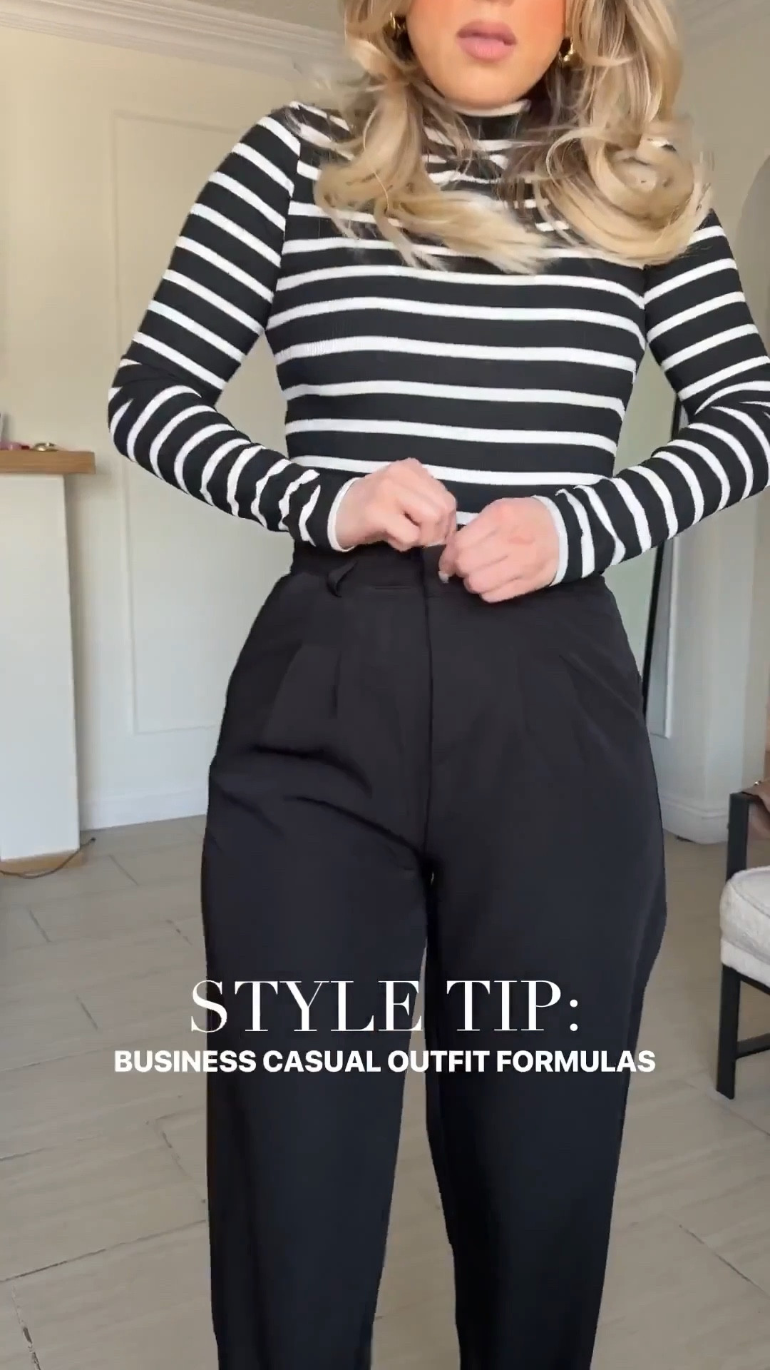 How to build BUSINESS CASUAL OUTFITS 🖤🙌🏼

✔️Look 1: small in NIMIN trousers from Amazon in SM LONG + small striped turtleneck 

✔️Look 2: size 4 in Editor trousers from Express + small in Amazon tee 

✔️Look 3: small in faux leather joggers (exact are from Target); if they're sold out, the ones from SAKS are identical

✔️Look 4: SM LONG in khaki Amazon trousers



#LTKootd #LTKgrwm #LTKWorkwear