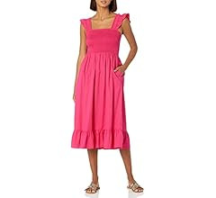 The Drop Women's Kimi Ruffled-Shoulder Smocked Midi Dress | Amazon (US)