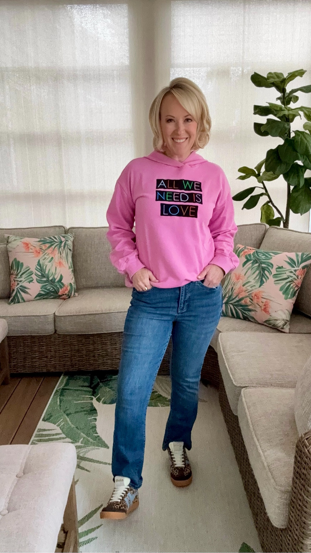 Who says you can’t be comfy and cute at the same time?! I’m loving this super soft sweatshirt paired with my go-to ankle jeans - both from QVC - for an easy, relaxed look. I paired this outfit with these leopard print sneakers from Anthropologie for a fun pop of pattern. Shop my look! 

#LTKootd #LTKPetite #LTKSpringSale