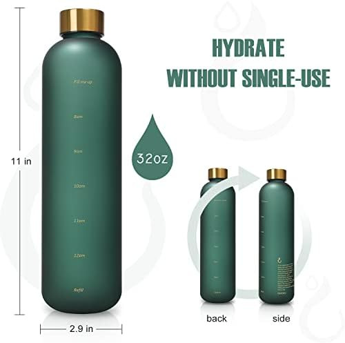 Opard 32oz Motivational Water Bottle with Time Marker to Drink, Reusable Plastic Bottle with BPA Fre | Amazon (US)