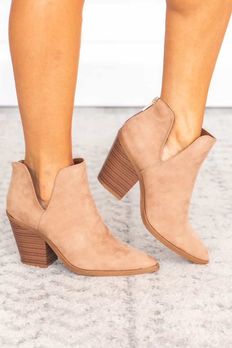 Mila Taupe Booties | The Pink Lily Boutique